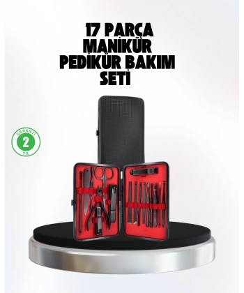 El ve Ayak Bakım Seti 17 Parça Taşınabilir Deri Çantalı Manikür Seti