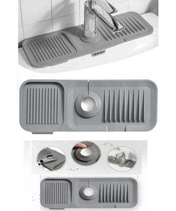 Elastik Mutfak Banyo Musluk Matı Düzenleyici Kaydırmaz Taban Organizer Lavabo Kenar Matı