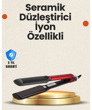Elektriklenmeyi Azaltan İyonlu Saç Düzleştirici – Titanyum Plaka ve Şık Tasarım