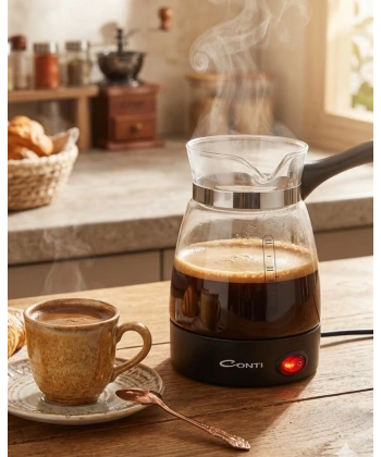 Elektrikli Cam Kahve Makinesi 650W 0.5 Litre Kapasiteli Türk Kahvesi Makinesi