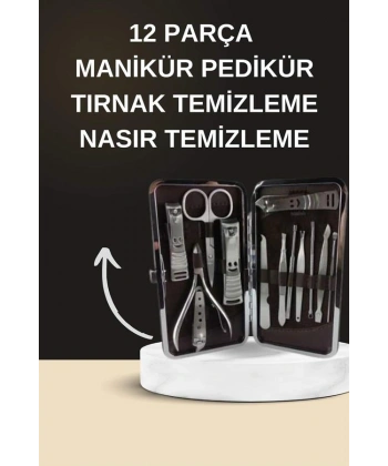 Elektrikli Manikür Pedikür Seti İkili Set 12 Parça Tırnak Bakımı Törpü Protez Çıkarma
