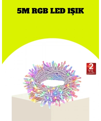 Enerji Tasarruflu Şeffaf Kablo 5 m 50 LED Dekor Işık