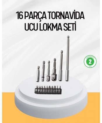 Ergonomik 16 Parça Bits Tornavida Uç ve Adaptör Seti