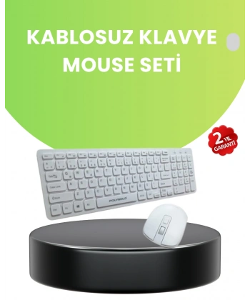 Ergonomik Kablosuz Klavye Mouse Takımı - Tam Boy, Sessiz ve Güvenilir