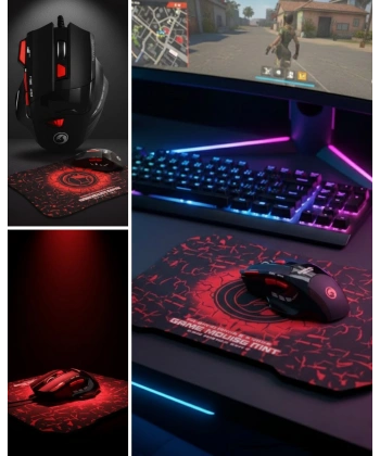 Ergonomik  Mouse ve Mousepad 3 DPI Ayarlı LED Işıklı Tasarım