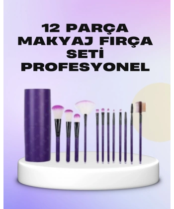 Ergonomik Saplı Fiber Kıllı 12li Makyaj Fırça Takımı Göz ve Ten Makyajı İçin Uygun