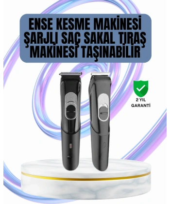 Ergonomik Tasarımlı, 3 Taraklı Profesyonel Şarjlı Saç Sakal Tıraş Makinesi