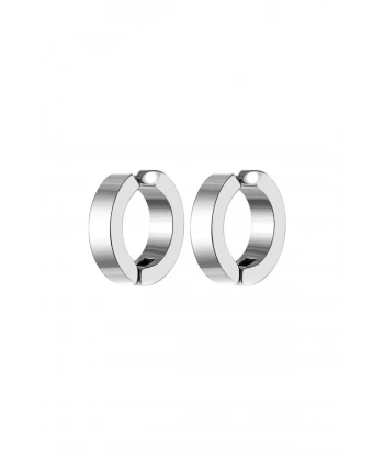 Erkek Küpesi - 2 Adet Çelik Kıstırmalı Küpe Paslanmaz Atmaz Çelik Gümüş Renk Küpe