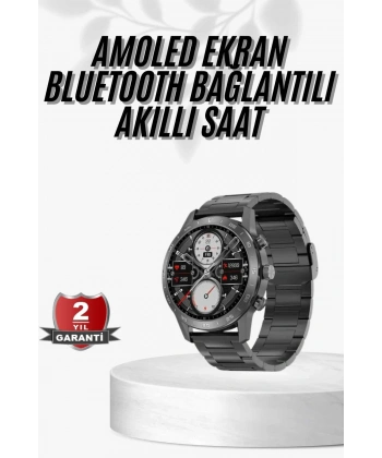 Erkeklere Özel Akıllı Saat Çelik Kordon Bluetooth Bağlantılı İOS ve Android Uyumlu