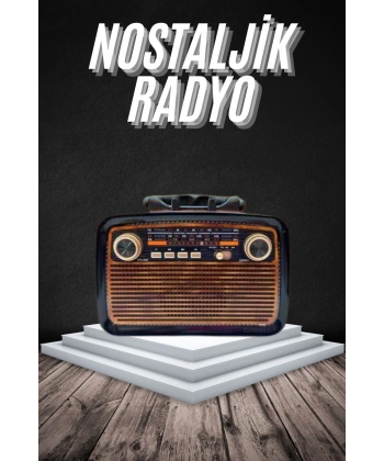 Eskitme Nostalji Tasarımlı Bluetoothlu Nostalji Radyo Ahşap Nostaljik Görünümlü