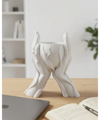 Estetik El Figürlü Dekoratif 3D Baskı Vazo Saksı Ev Dekorasyonu