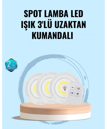 Ev Ofis Kamp İçin Uygun Uzaktan Kumandalı Yapışkanlı Kablosuz Led Spot Lambalar