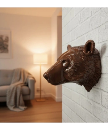 Ev ve Ofis İçin Dekoratif Ayı Başı Heykel Hediyelik Duvar Aksesuarı