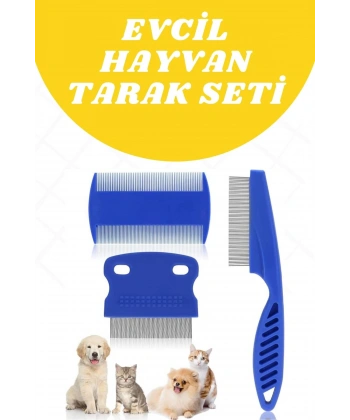 Evcil Hayvan Tarak Seti 4lü Bit Tarağı Ked Köpek Tüyüne Uygun