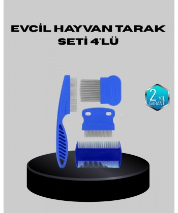 Evcil Hayvan Tüy Bakım Seti – 4’lü Paslanmaz Çelik ve Eco Plastik, Kolay Temizlenebilir ve Dayanıklı