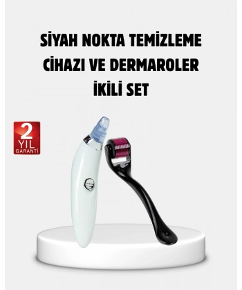 Evde Profesyonel Cilt Bakımı Dermaroller + Siyah Nokta Temizleyici Setı
