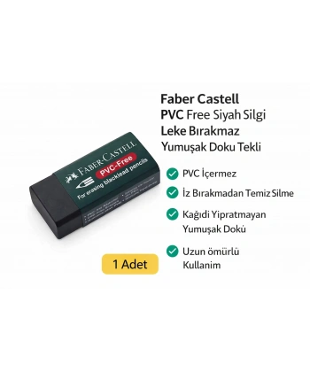 Faber Castell NO.30 PVC Free Siyah Silgi 1 Adet Leke Bırakmaz Yumuşak Doku