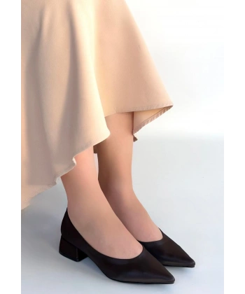 Ferla Acı Kahve Cilt Topuklu Ayakkabı