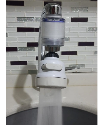 Filtreli Kireç Önleyici 360 Derece Dönen Hareketli Musluk Başlığı - 3 Fonksiyonlu - Krem