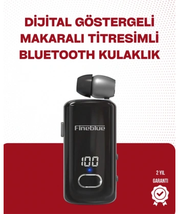 Fineblue F580 Bluetooth Kulaklık – Klipsli, Dijital Göstergeli, Su Geçirmez, 12 Saat Pil Ömürlü