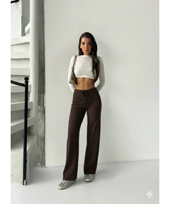 Fit comfort bej salaş pantolon kahve A6011