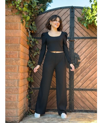 Fitilli prenses kol alt üst takım siyah