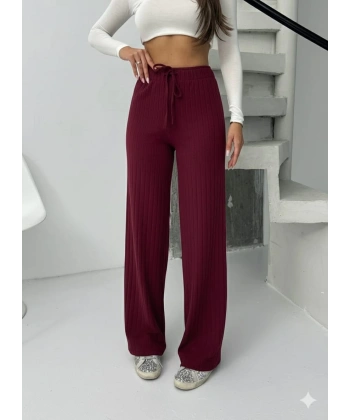 Fitilli şardonlu pantolon bordo a4058
