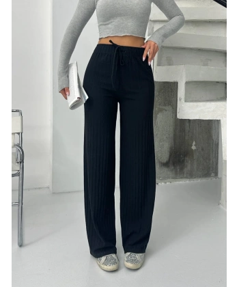 Fitilli şardonlu pantolon siyah a4058