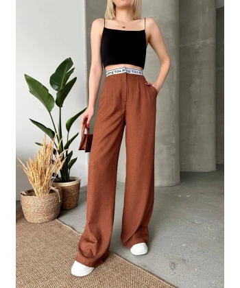 Flamlı kahve pantolon