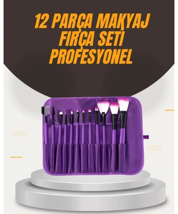 Fondöten, Allık ve Far Uygulamalarına Uygun 12 Parça Makyaj Fırça Takımı Ergonomik Saplı