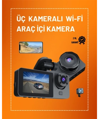 Full HD Çözünürlüklü Üç Kameralı Araç İçi Kamera – Park ve Sürüş Güvenliği