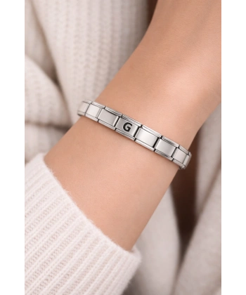 G Harfli Çelik Bileklik G – Kişiye Özel Baş Harf Bileklik – Paslanmaz Çelik Zarif Kadın Bileklik