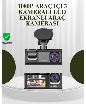 G-Sensörlü 3lü Kayıtlı Araç Kamerası