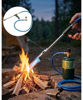 Gazlı Pürmüz Alev Tabancası Hortumlu Profesyonel LPG Yakıcı Mangal Kamp ve Atölye Kullanımı