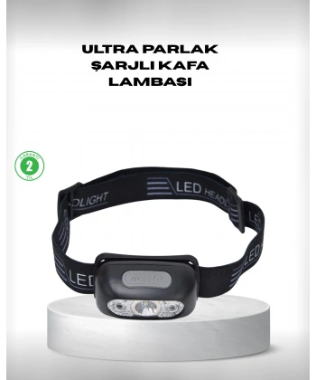 Gece Balıkçılığı İçin Ultra Parlak Şarjlı Kafa Lambası | 4 Işık Modu + USB Şarj