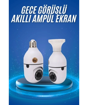 Gece Görüşlü Akıllı Dönebilen Ev Kamerası Ampül Kamera