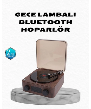 Gece Lambası Bluetooth Hoparlör Dijital Saat Çok Fonksiyonlu Su Dalgası Işıklı