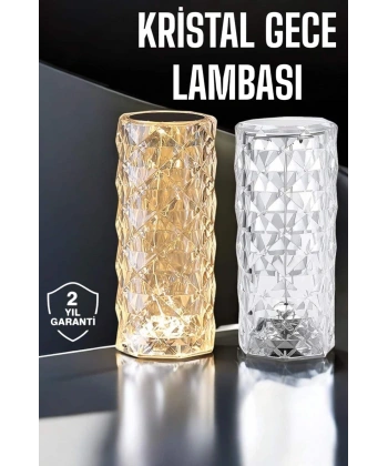 Gece Lambası Kristal Lamba Dokunmatik Şarjlı Hediyelik