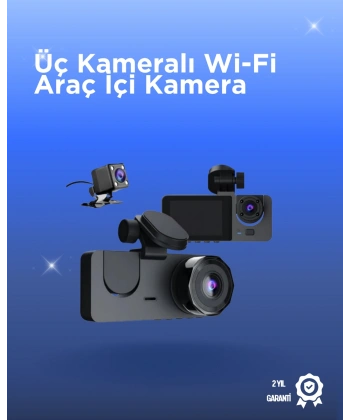 Gelişmiş G-Sensörlü Üçlü Araç Kamerası – 5” LCD Ekran ve Hareket Algılama