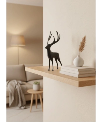 Geyik Figürü Gri Modern Salon ve Raf Dekoru