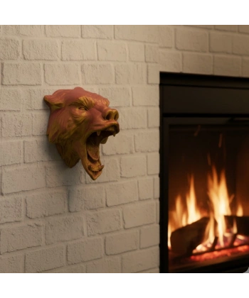 Gold Kırmızı Jaguar Duvar Dekoru Asılabilir Hediyelik 3D Heykel 20x16 cm