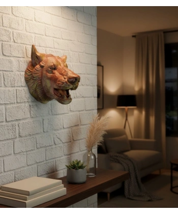 Gold Kurt Duvar Aksesuarı Asılabilir 3D Dekoratif Heykel 25x19 cm