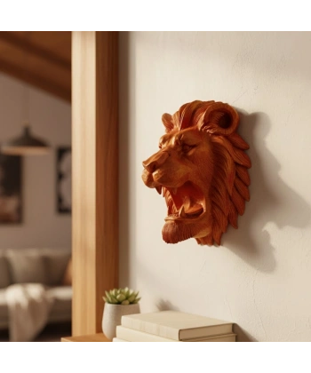 Gold Red Aslan Başı Duvar Aksesuarı