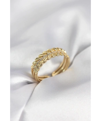 Gold Renk Başak Model Zirkon Taşlı Kadın Yüzük