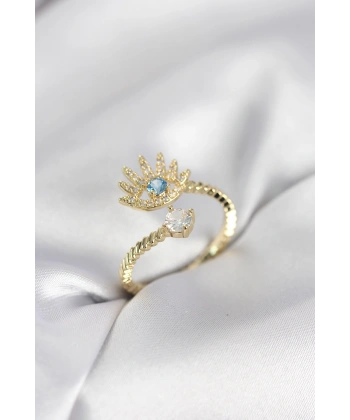 Gold Renk Göz Model Zirkon Taşlı Kadın Yüzük