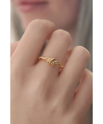 Gold Renk Halat Düğüm Model Kadın Yüzük