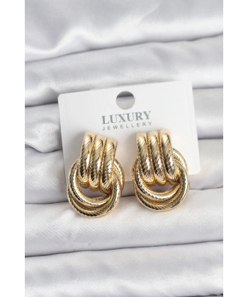 Gold Renk Halka Modelli Pirinç Kadın Küpe