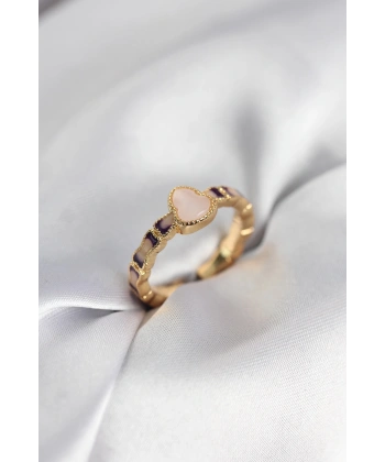 Gold Renk Mineli Su Kabağı Model Kadın Yüzük