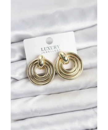 Gold Renk Pirinç Vintage Kadın Küpe