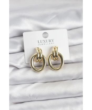 Gold Renk Pirinç Vintage Kadın Küpe